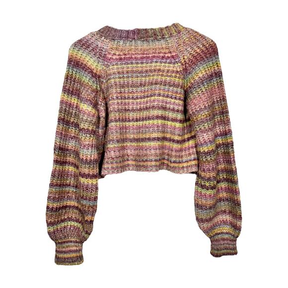 Urban Outfitters Hayley Button Front Cropped Cardigan Small Spacedye Rainbow - Picture 4 of 8